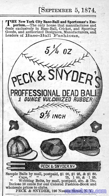 Peck & Snyder 1874 ad