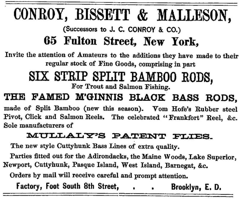 CONROY, BISSETT & MALLESON 1875 Ad